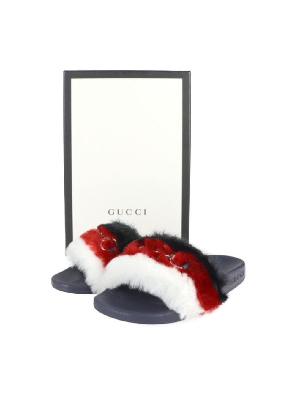 Gucci Horsebit Sandals 29 Rubber Faux Fur Tricolor - Picture 9 of 9